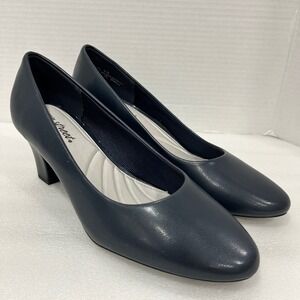 Easy Street Ballari Womens Round Stiletto Heel Pumps Size 9M Color Navy
